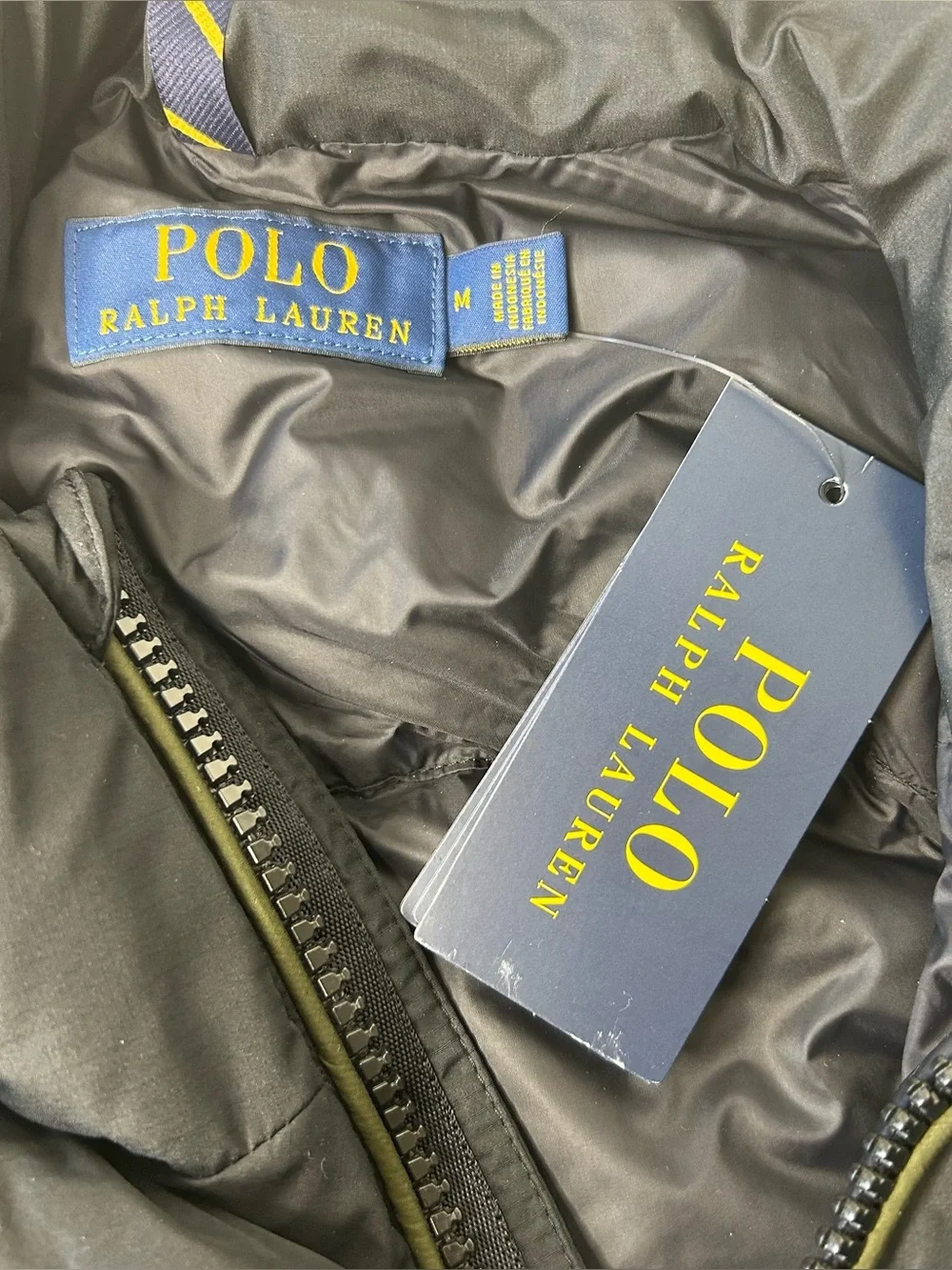 POLO RALPH LAUREN Men M Gorham Black Green Down Puffer Body Warmer Vest Gilet.